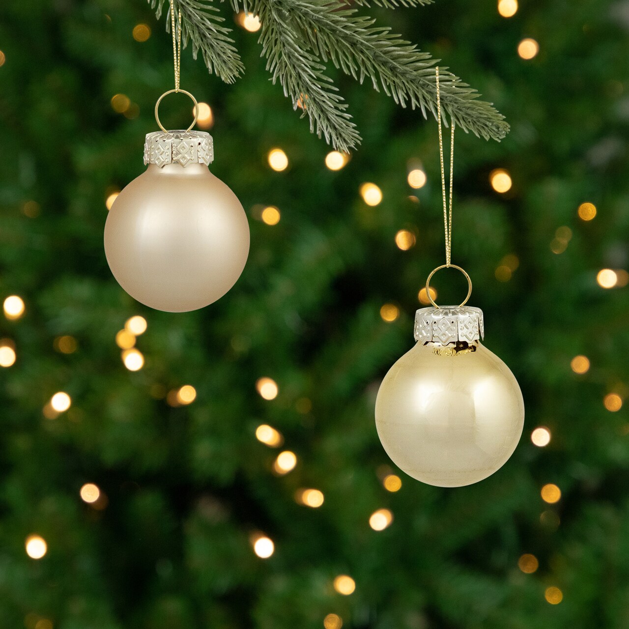 Northlight 2-Finish Mini Christmas Glass Ball Ornaments - 1" (25mm) - Gold - 24ct